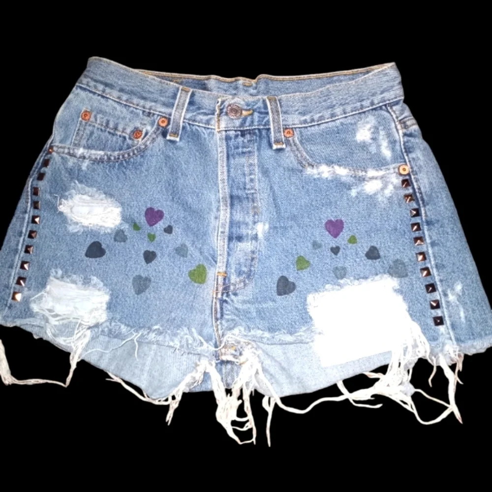 Levi's upcycled raw hem distressed jean shorts